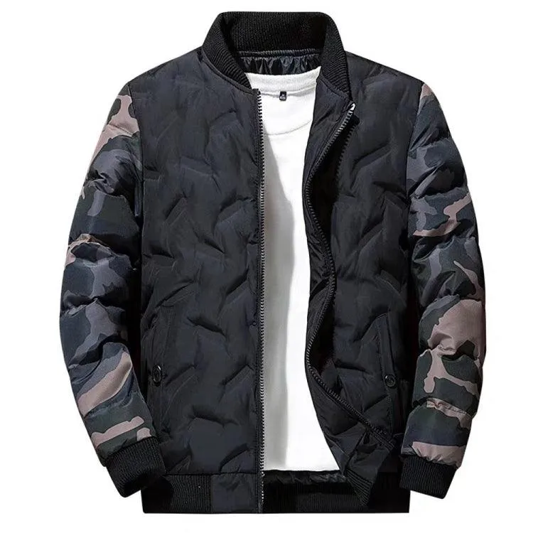 Men's Camouflage Winter Down Jacket with Baseball Collar