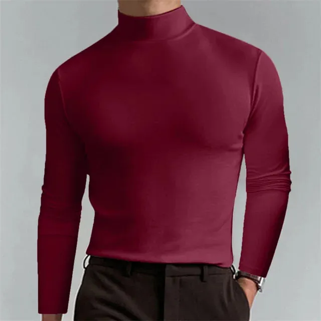 Men's Casual Slim Fit Fleece Turtleneck Sweater | Ideal for Autumn/Winter