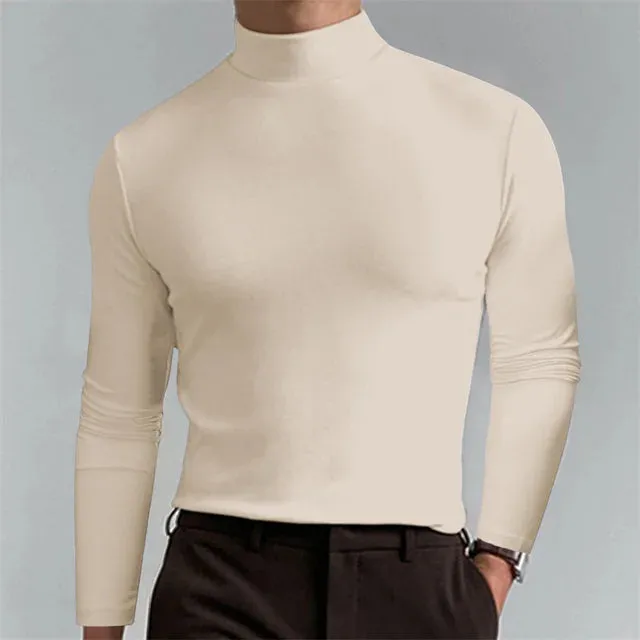 Men's Casual Slim Fit Fleece Turtleneck Sweater | Ideal for Autumn/Winter