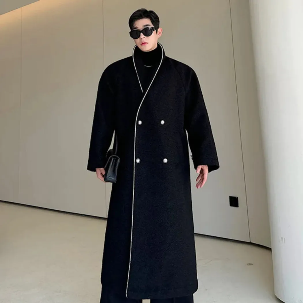 Men's Luxury Long Length Wool Blend Trench Coat