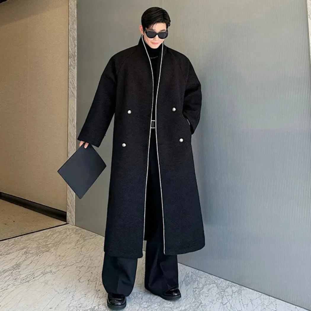 Men's Luxury Long Length Wool Blend Trench Coat