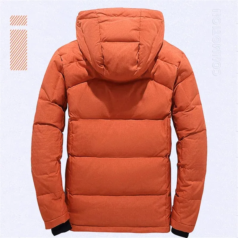 Men's puffer jacket with hood and many pockets