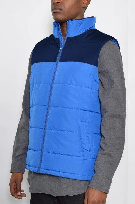 Mens Solid and Two Tone Padded Winter Vests