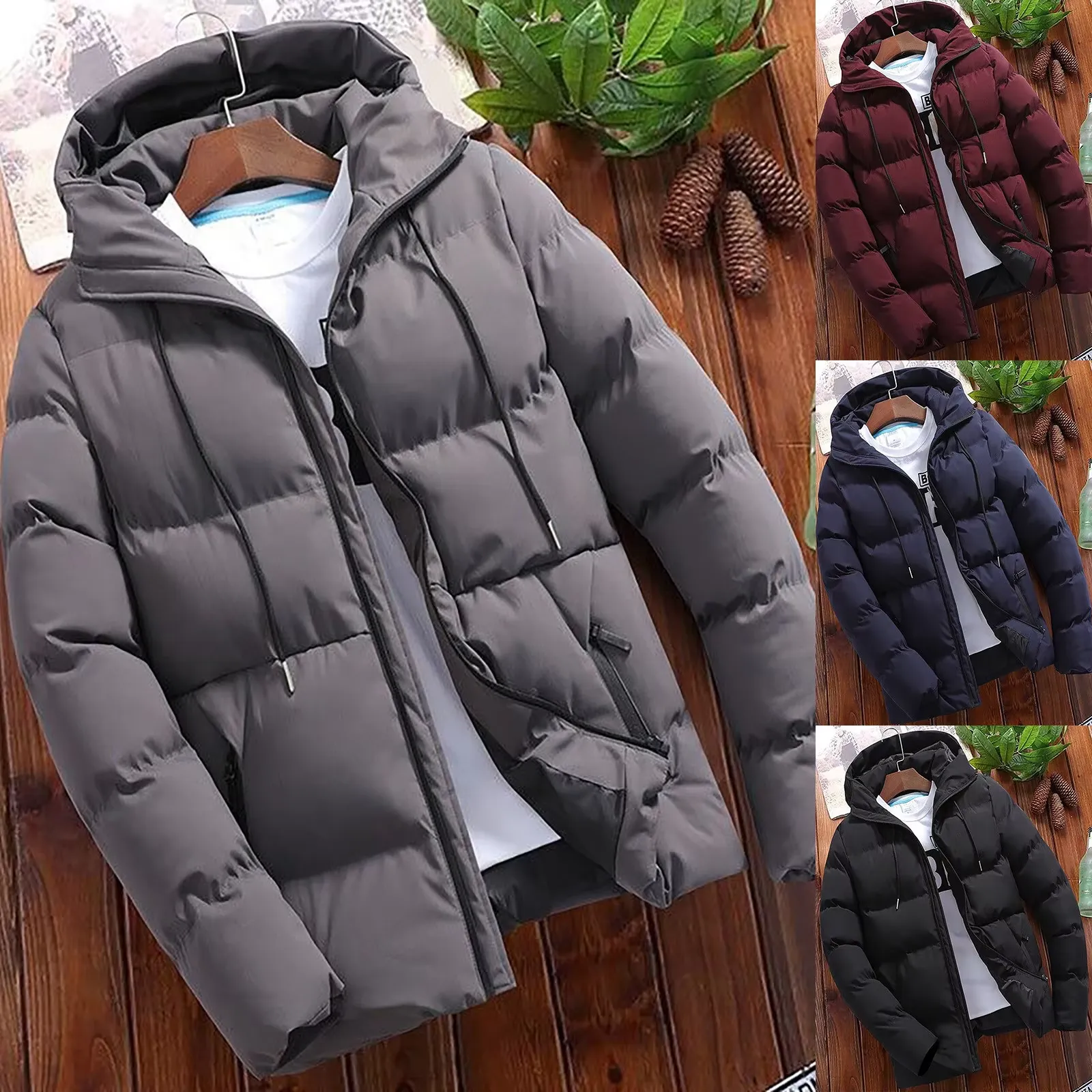 Men's Warm Puffer Jacket with Zipper | Ideal for Autumn/Winter