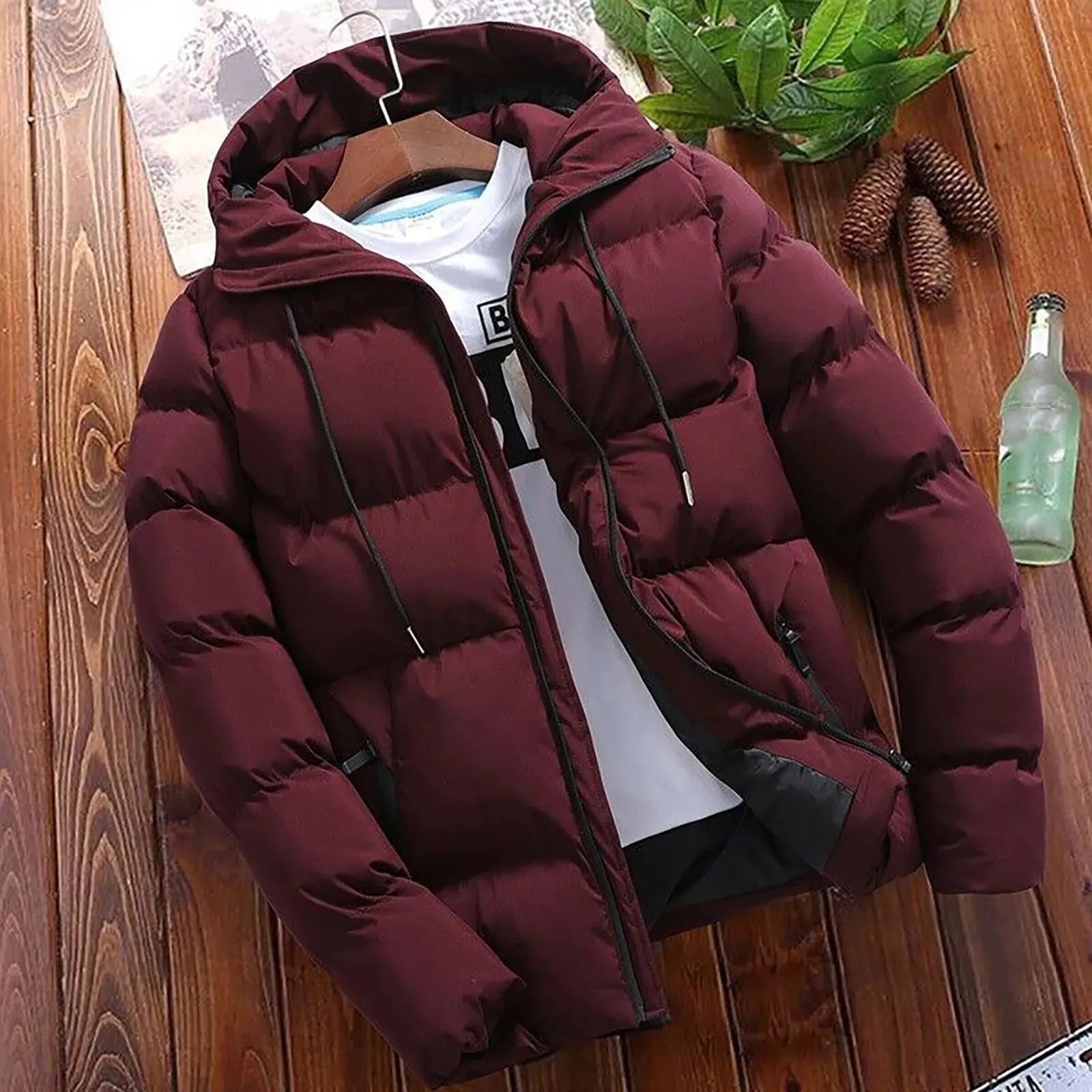 Men's Warm Puffer Jacket with Zipper | Ideal for Autumn/Winter