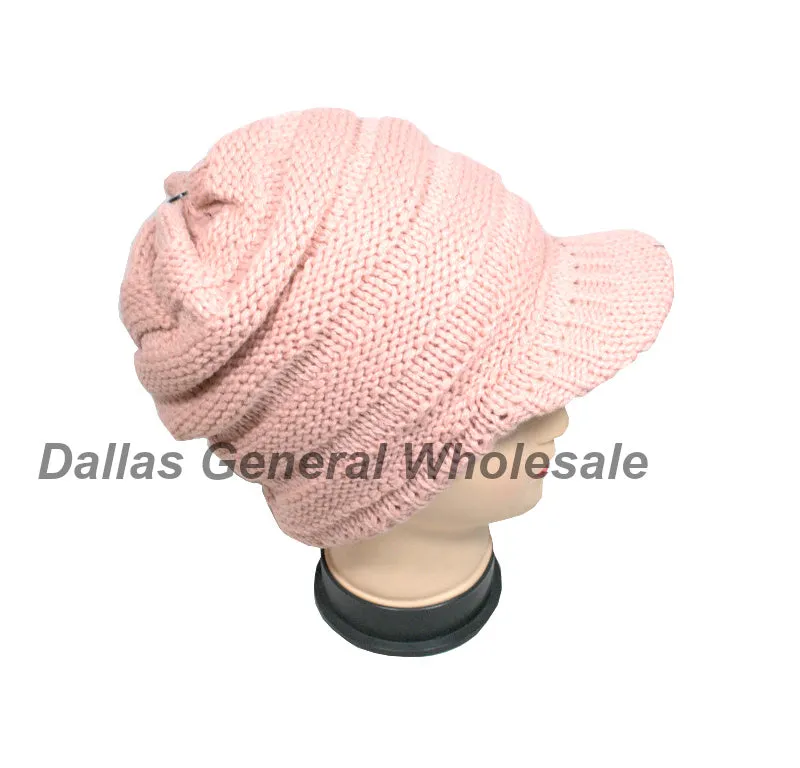 Messy Bun Hole Beanie w/ Visor Wholesale