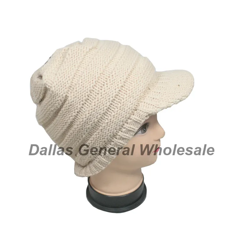 Messy Bun Hole Beanie w/ Visor Wholesale