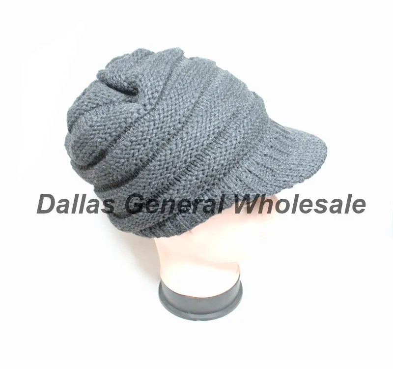 Messy Bun Hole Beanie w/ Visor Wholesale