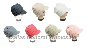 Messy Bun Hole Beanie w/ Visor Wholesale