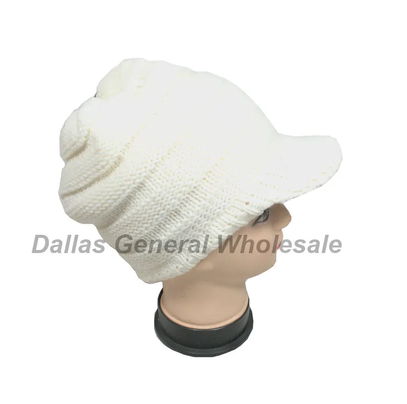 Messy Bun Hole Beanie w/ Visor Wholesale