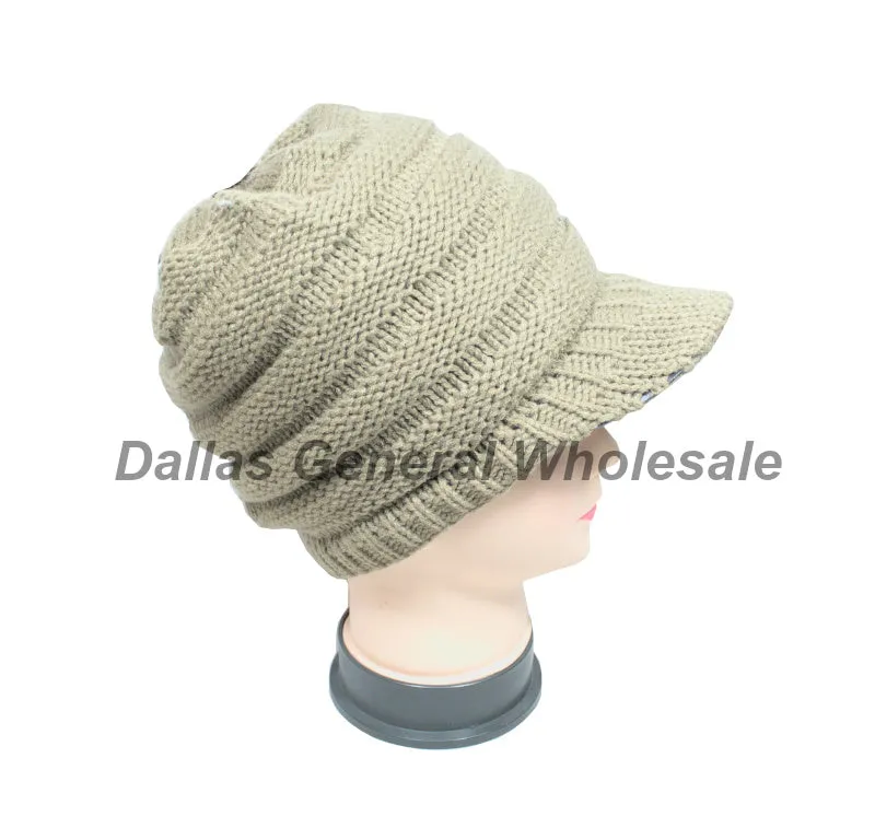 Messy Bun Hole Beanie w/ Visor Wholesale