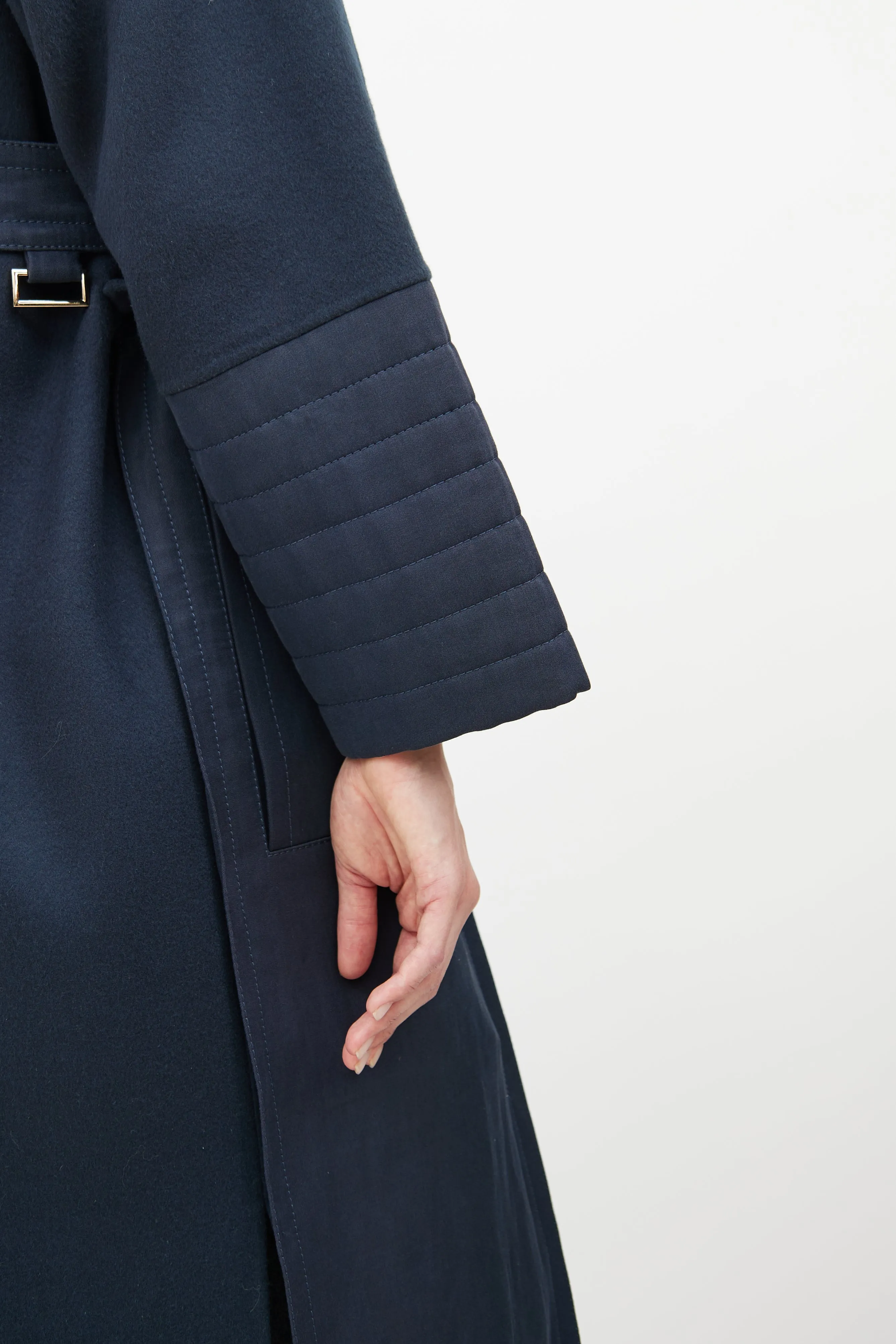 Navy Wool Open Coat