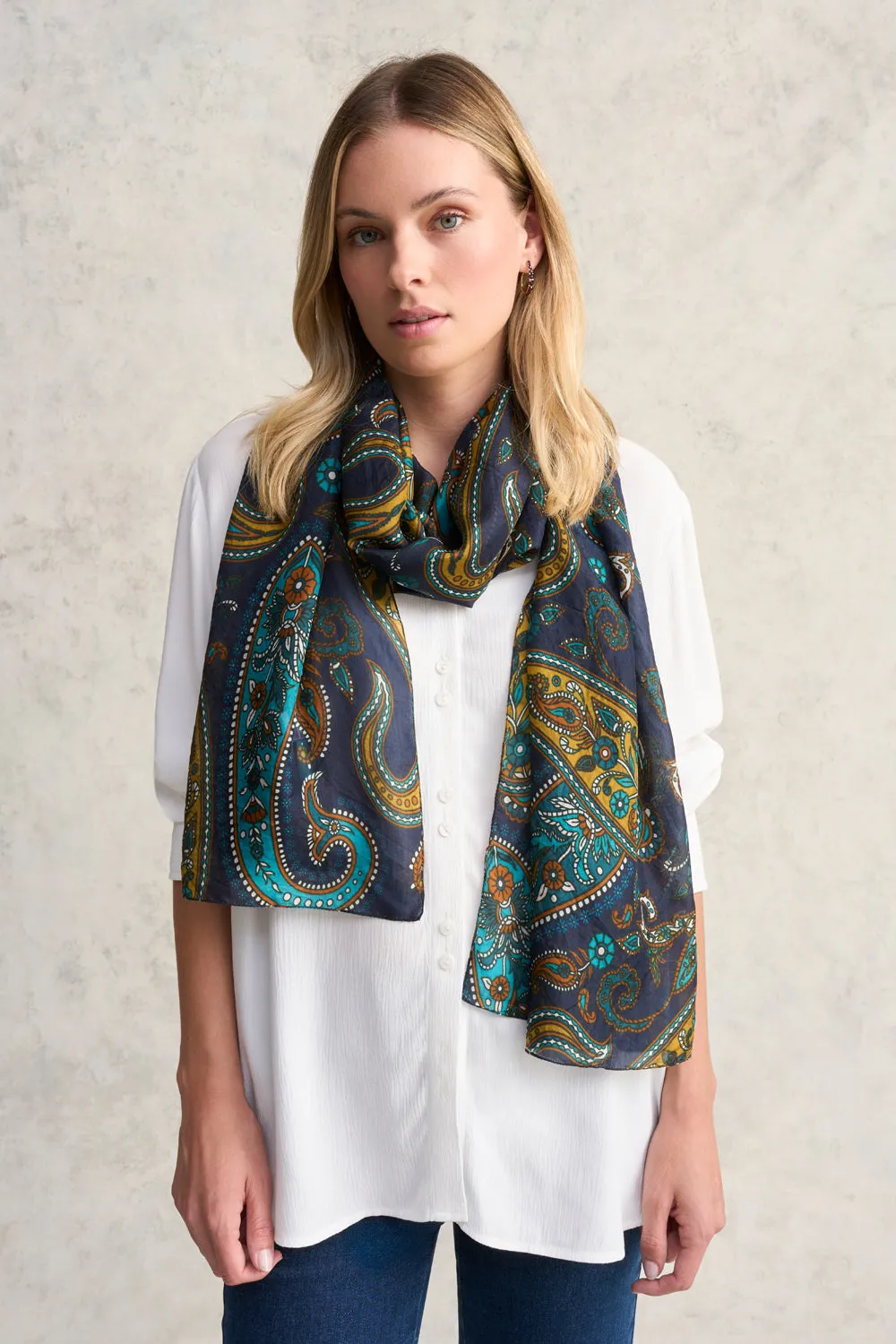 Paisley Print Silk Scarf