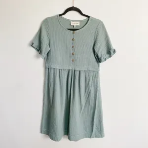 Piper & Scoot Button Teal Babydoll Dress Small