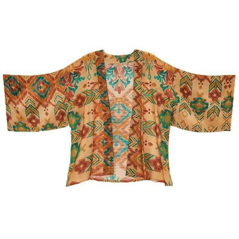 Powder Warm Ikat Kimono Jacket - Cream