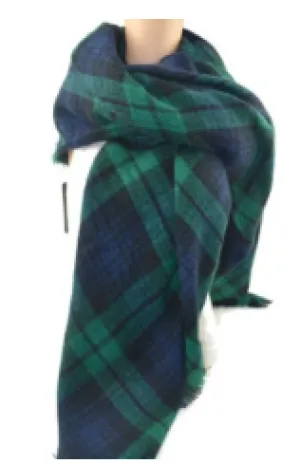 Scarfs - Plaid Blanket Scarfs - Green/Blue Plaid