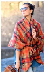 Scarfs - Plaid Blanket Scarfs - Orange Plaid