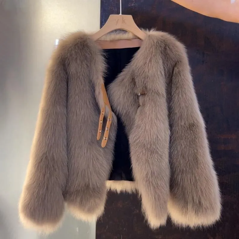 Short Buckled Fur Coat