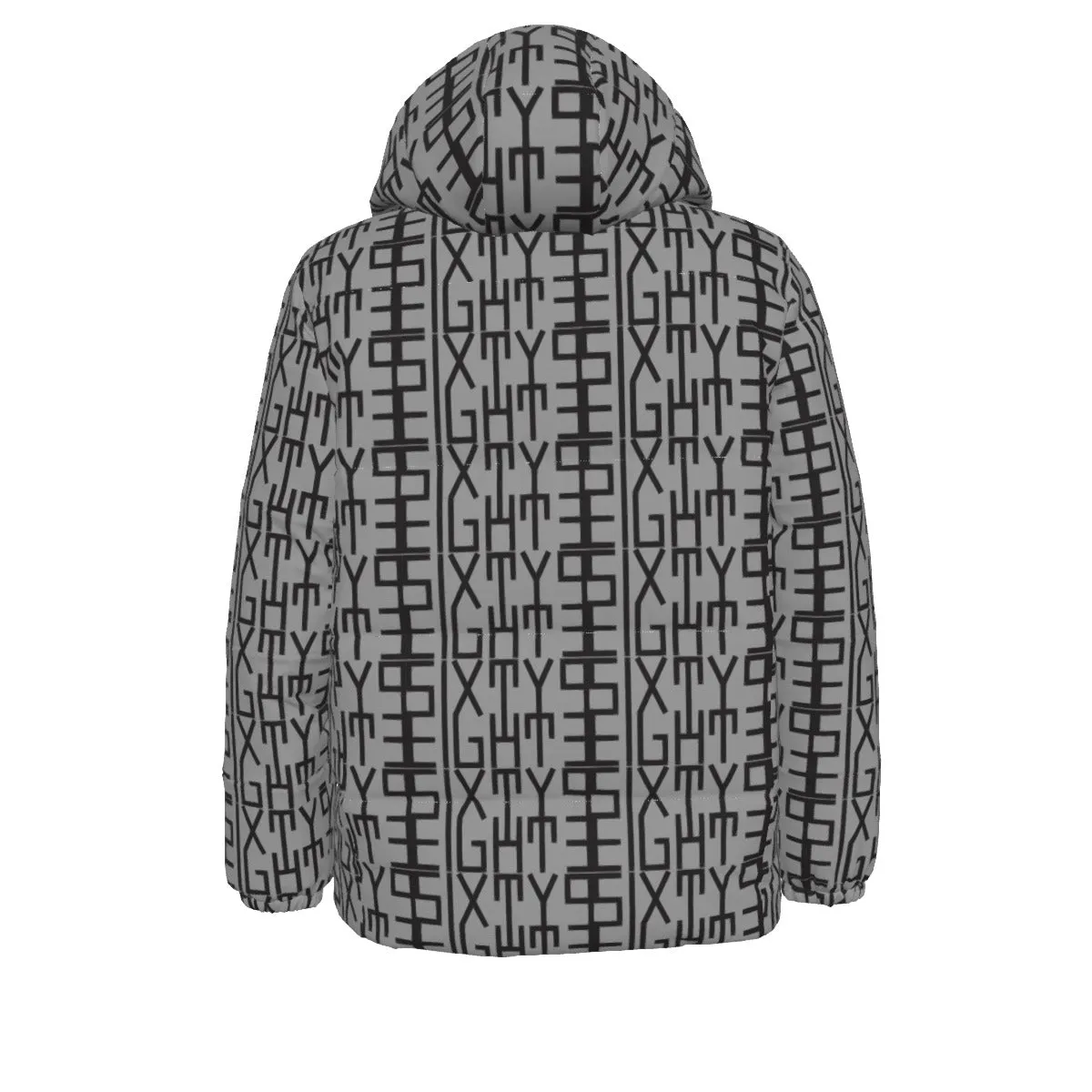 Sixty Eight 93 Infinity Logo Black Grey Unisex Hooded Puffer Jacket