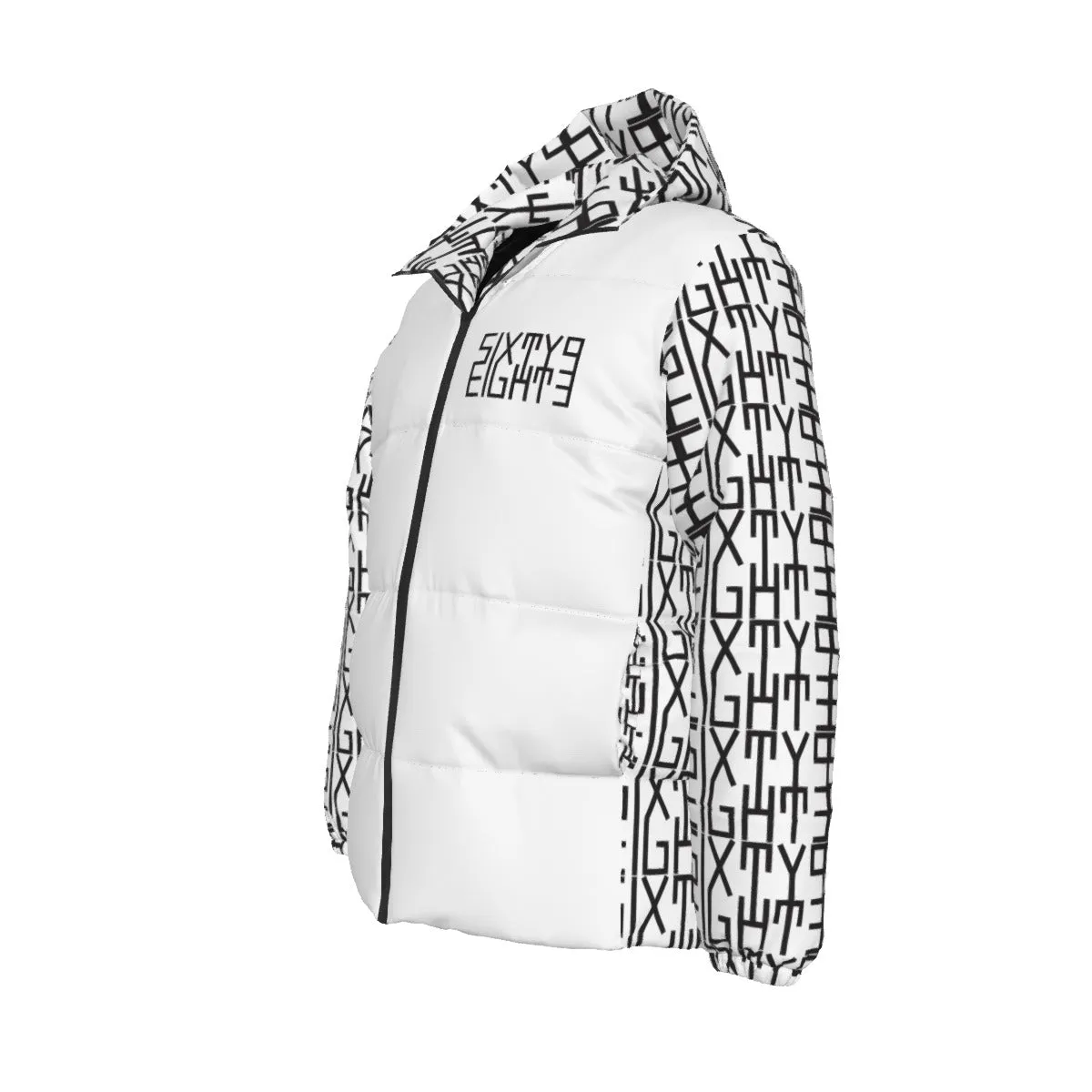 Sixty Eight 93 Infinity Logo Black White Unisex Hooded Puffer Jacket