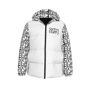 Sixty Eight 93 Infinity Logo Black White Unisex Hooded Puffer Jacket