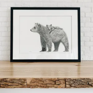 SOLD - Original Artwork - Mother Bear and cub - "Social Animal" Collection