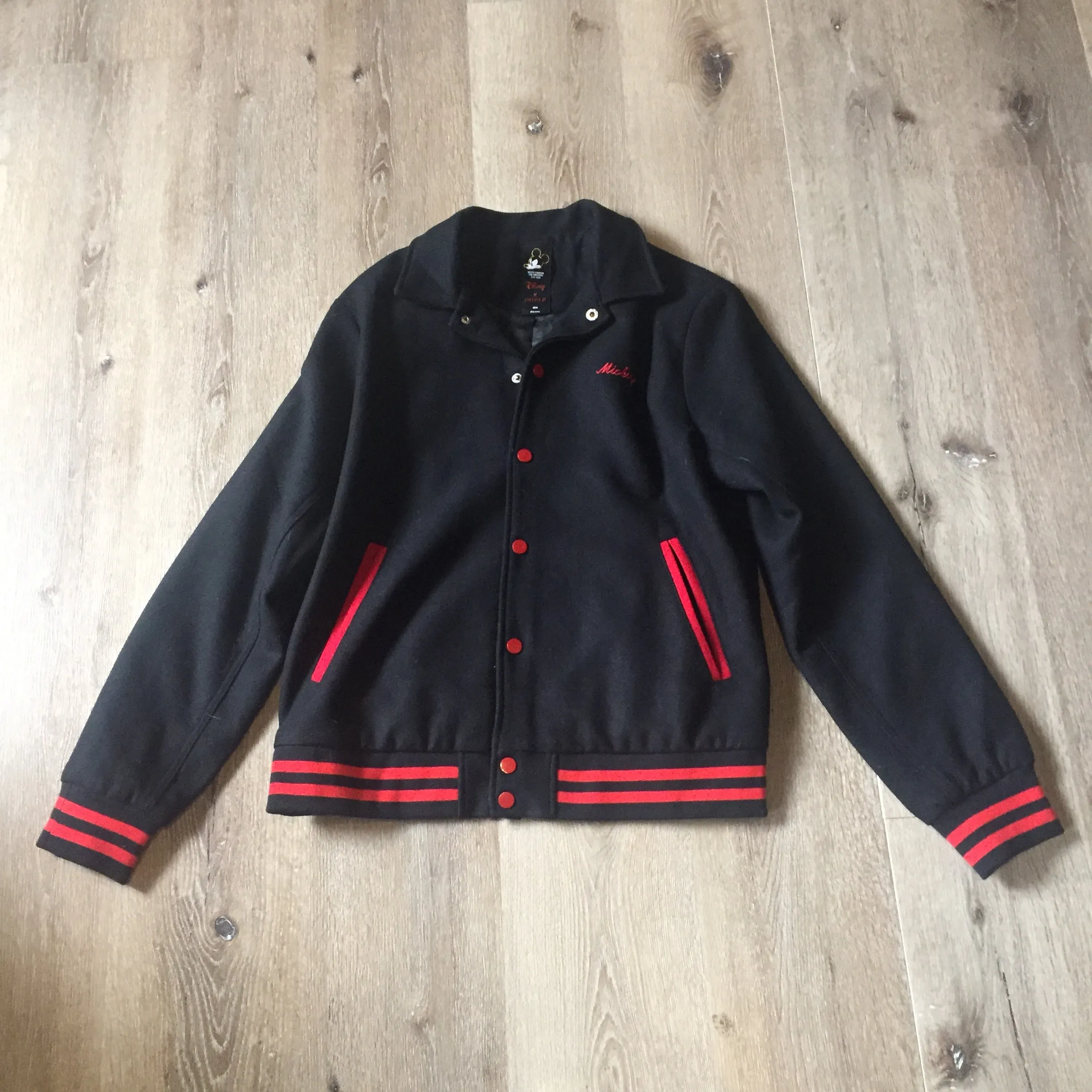 STOLEN Disney x Forever 21 Black and Red Varsity Jacket