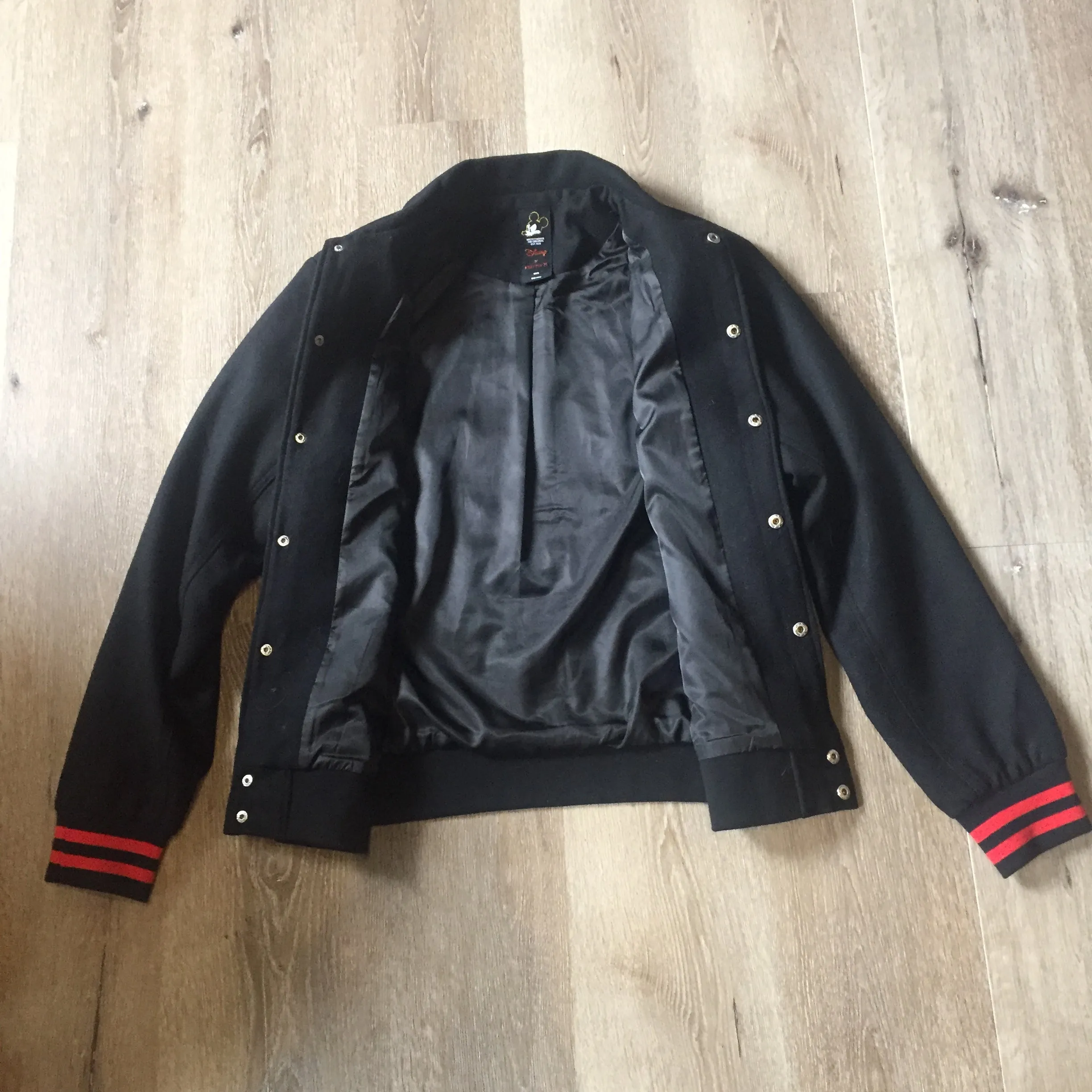 STOLEN Disney x Forever 21 Black and Red Varsity Jacket