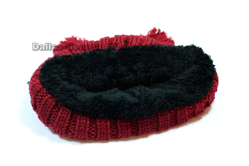 Thermal Fur Lining Knitted Beanie Hats Wholesale