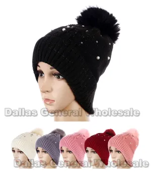 Trendy Pearl Design Fur Lining Beanies Wholesale