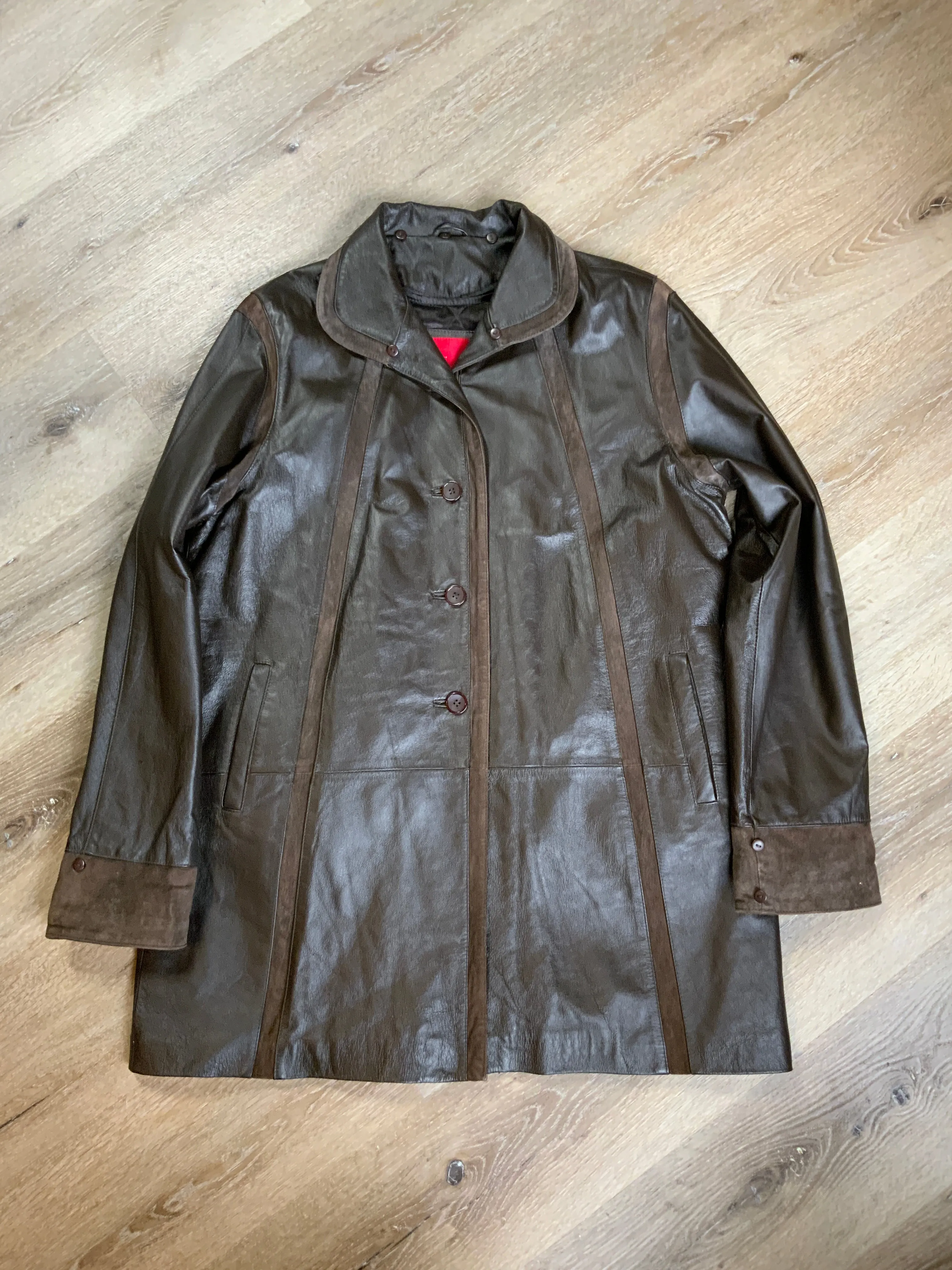 Vintage BBL Collection Dark Brown Leather Car Coat