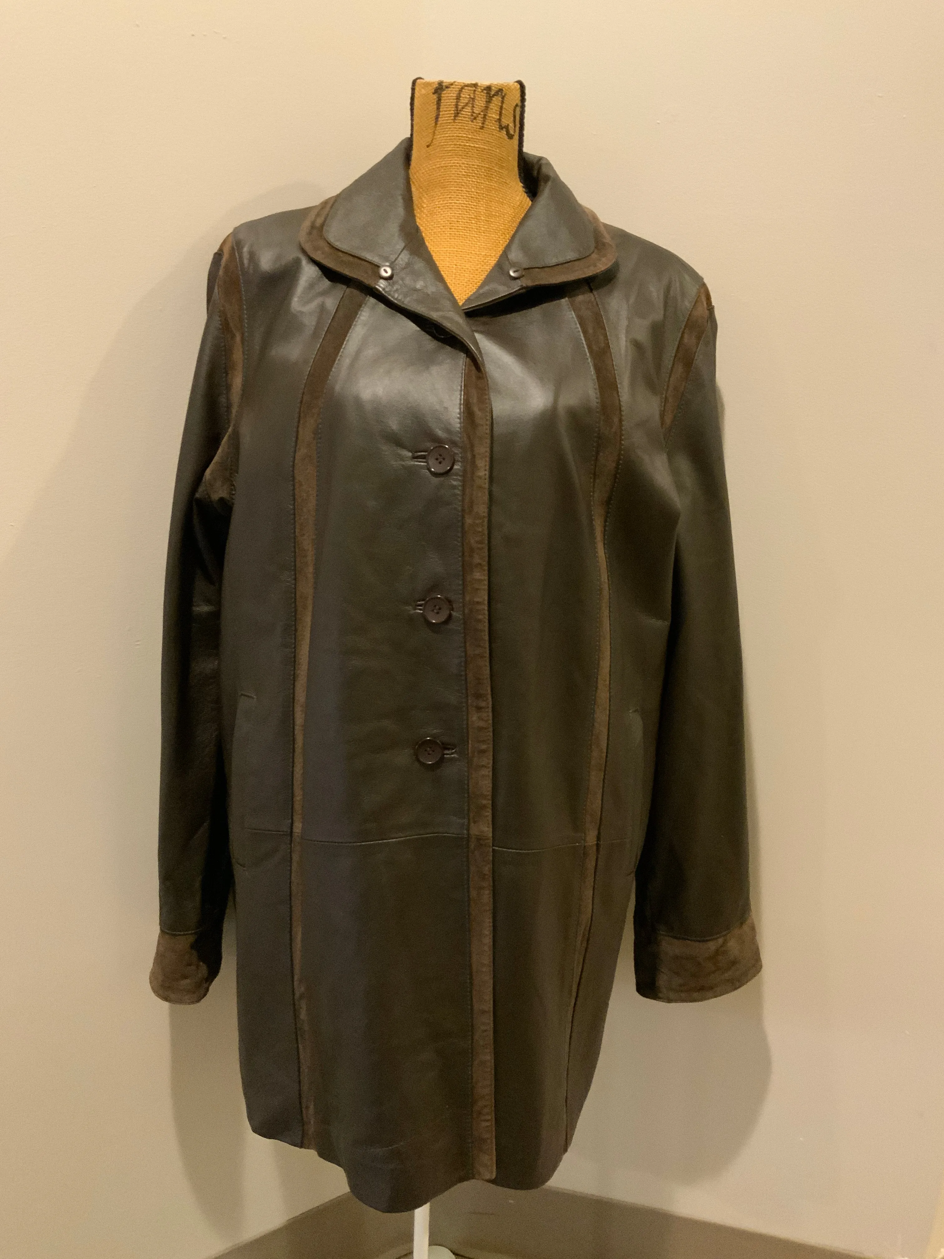 Vintage BBL Collection Dark Brown Leather Car Coat