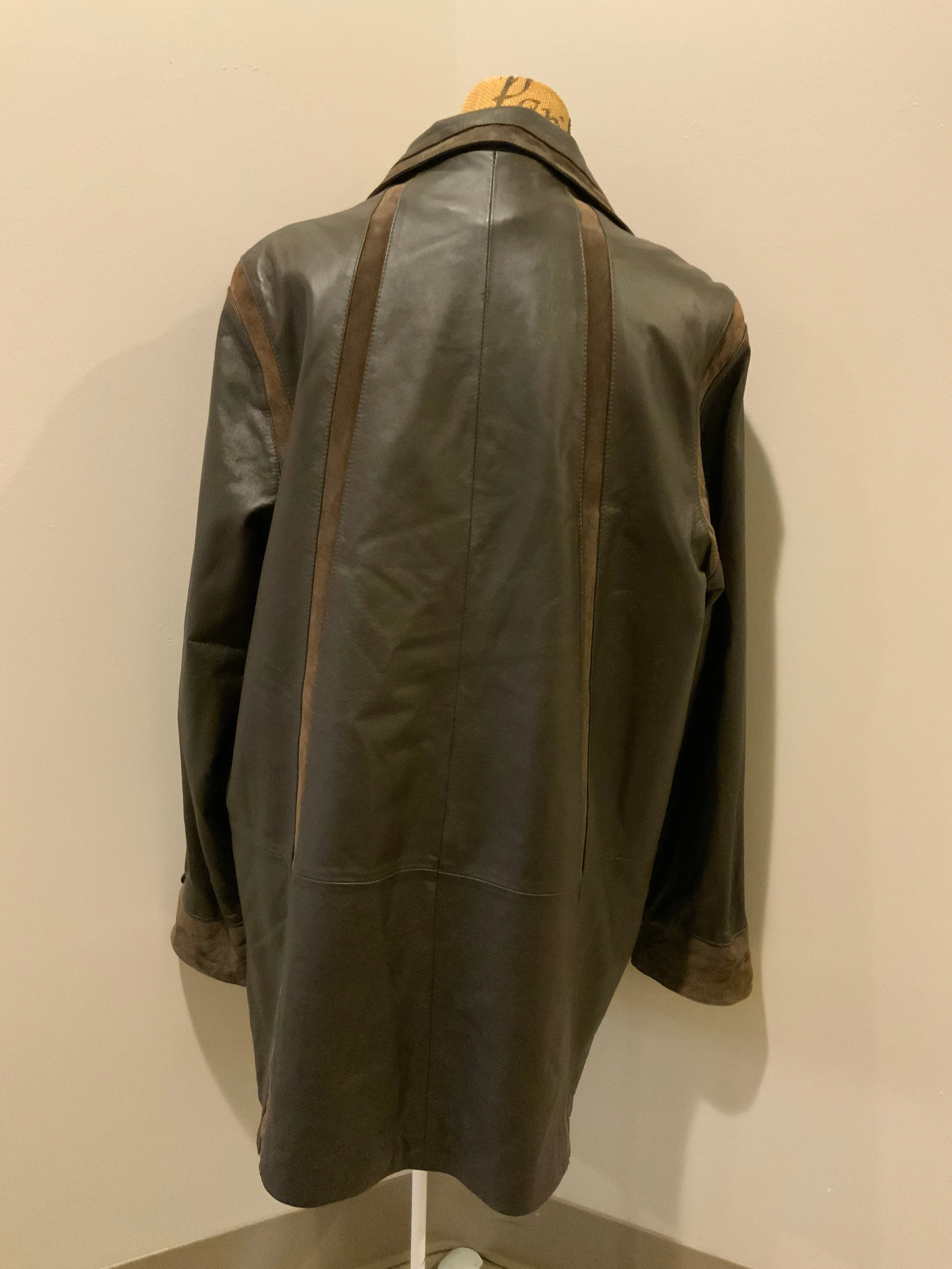 Vintage BBL Collection Dark Brown Leather Car Coat