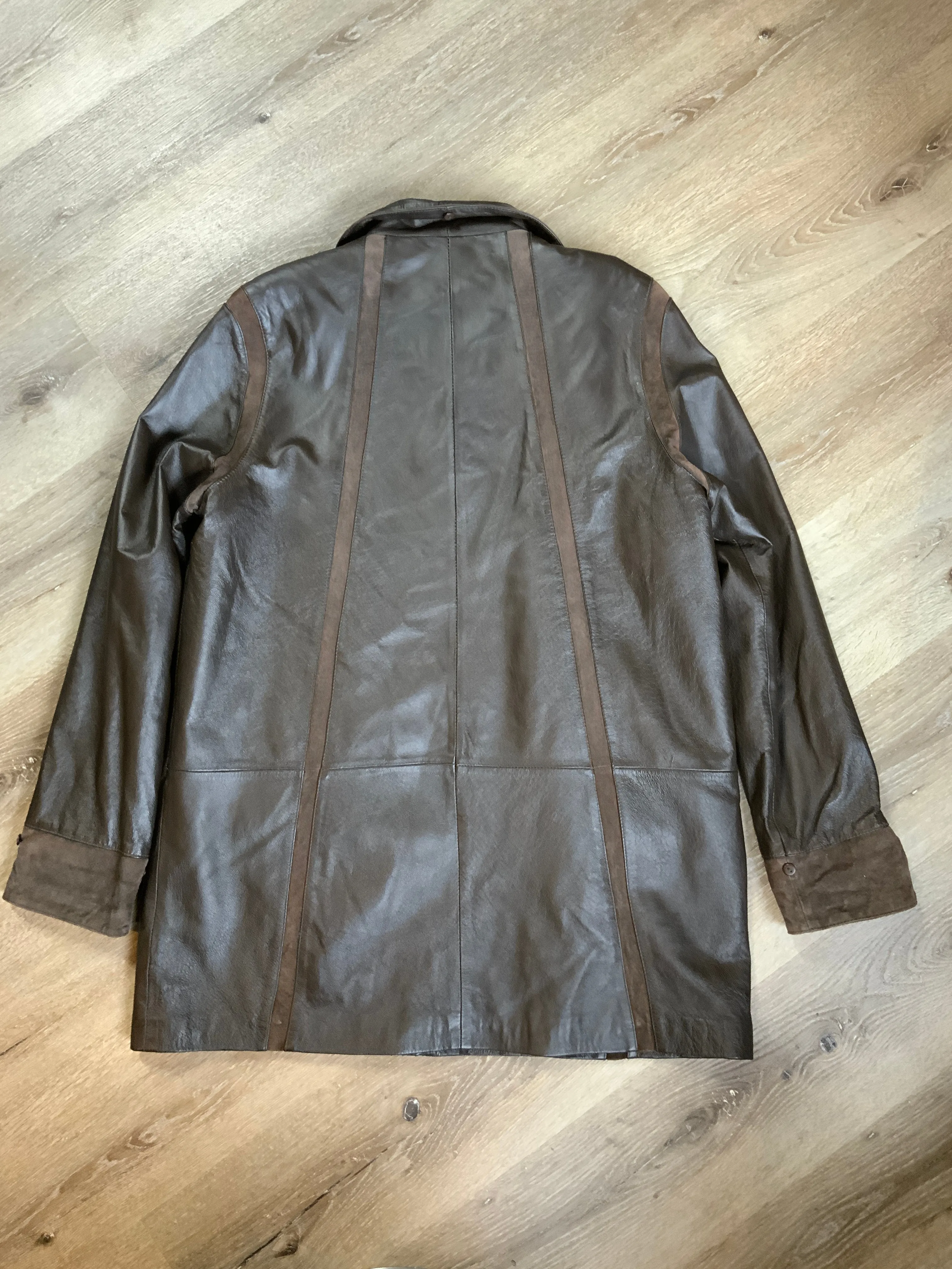 Vintage BBL Collection Dark Brown Leather Car Coat