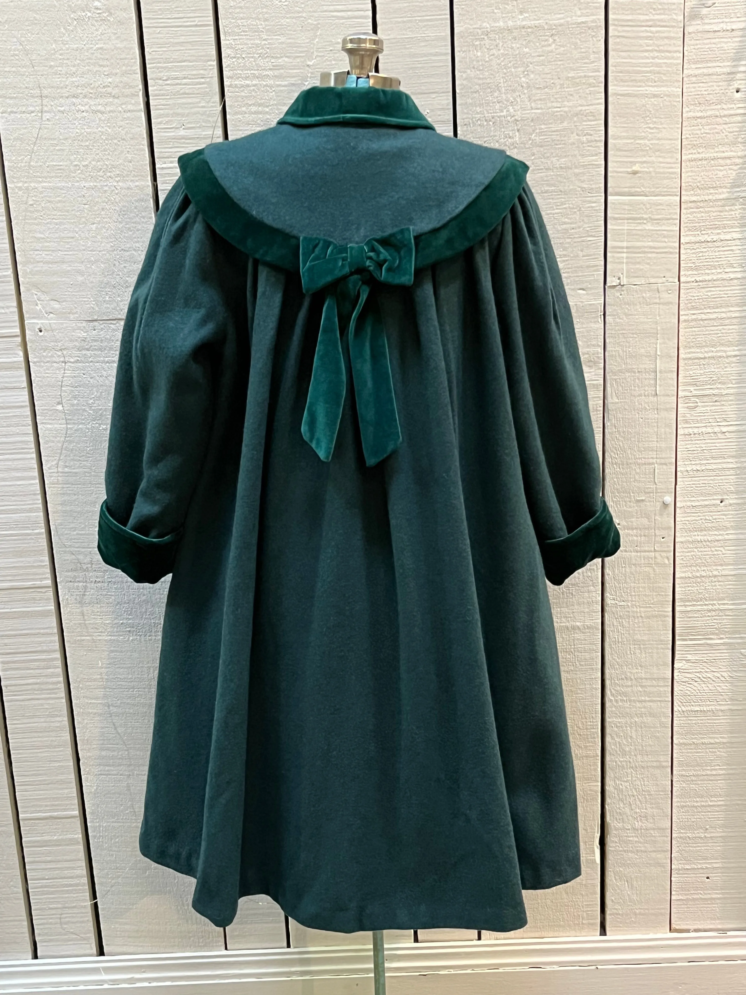 Vintage Coquette Dark Green Wool Coat, Made in Canada, Chest 42”