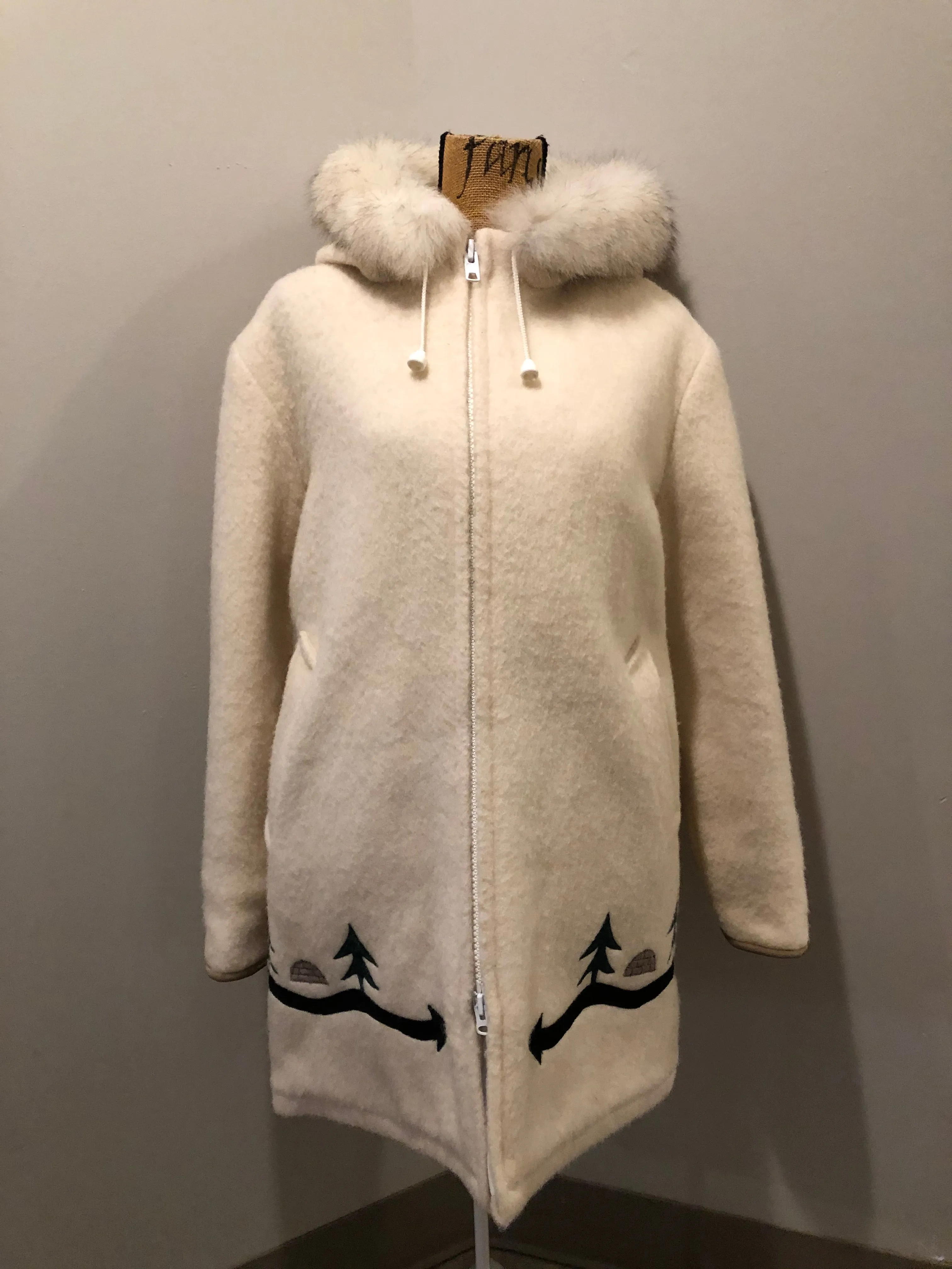 Vintage Hudson's Bay Company White Northern Parka with Igloo Motif, Made in Canada, SOLD