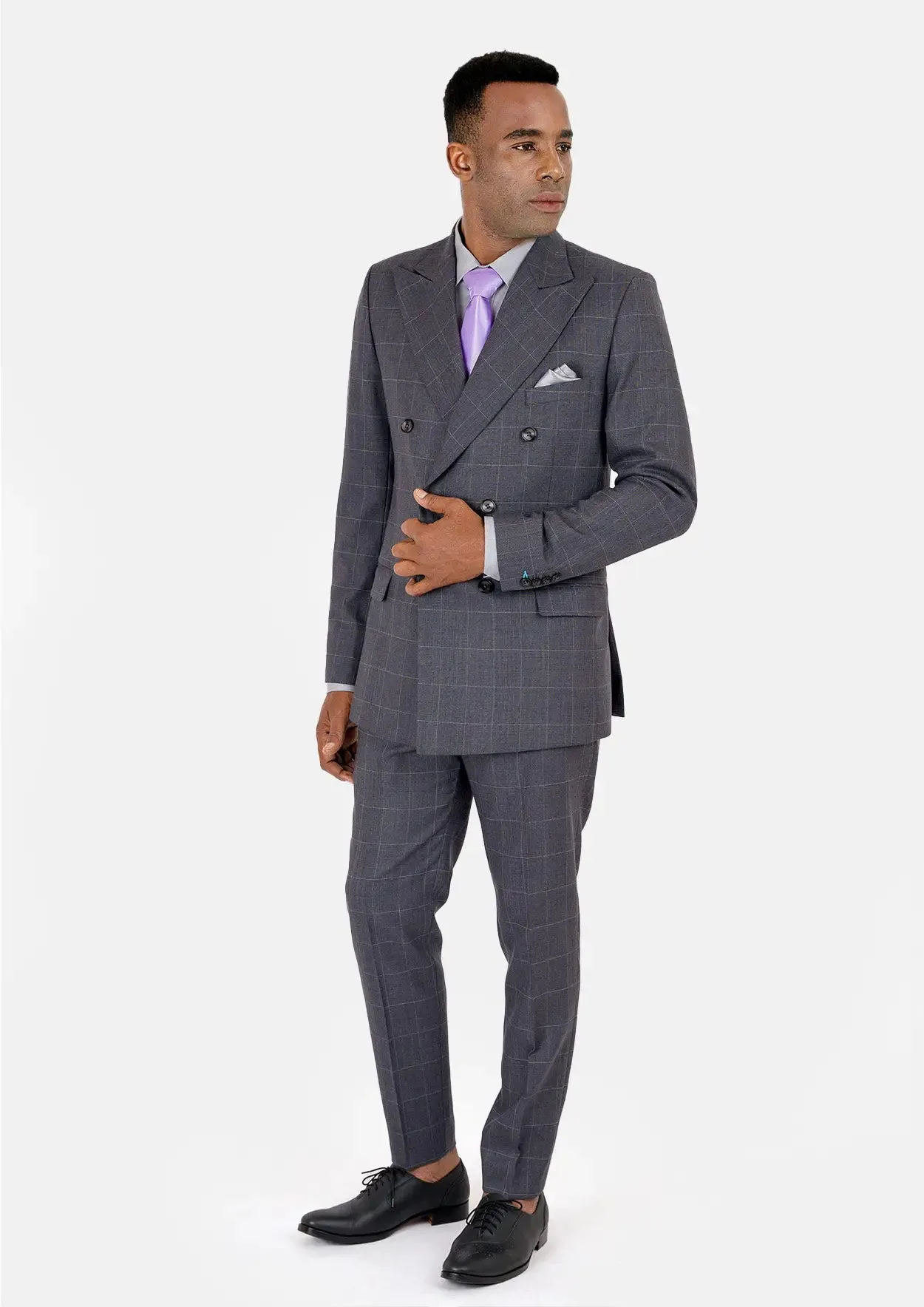 Waverly Dark Grey Windowpane Suit