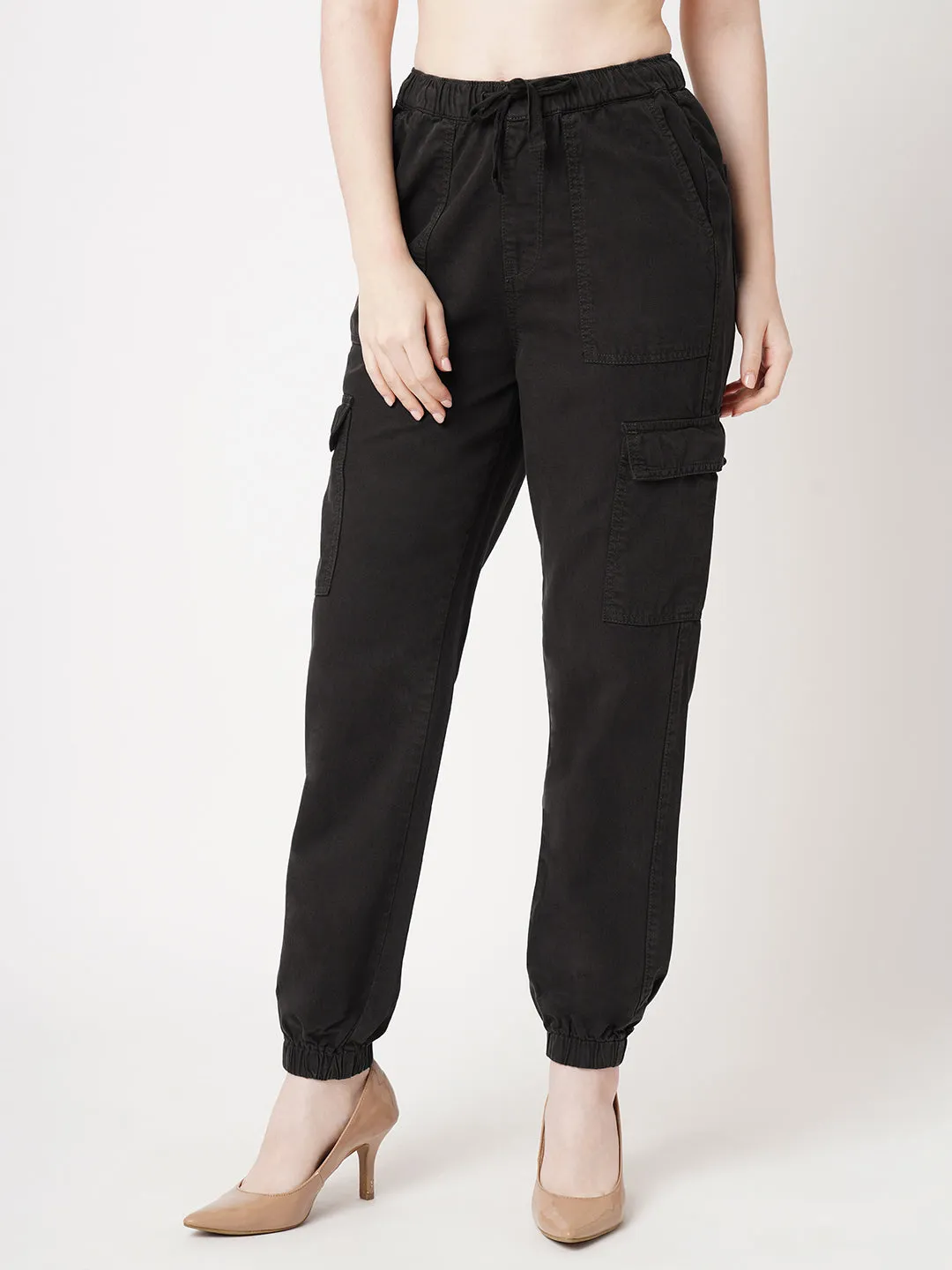 Women Charcoal High-Rise Cargo