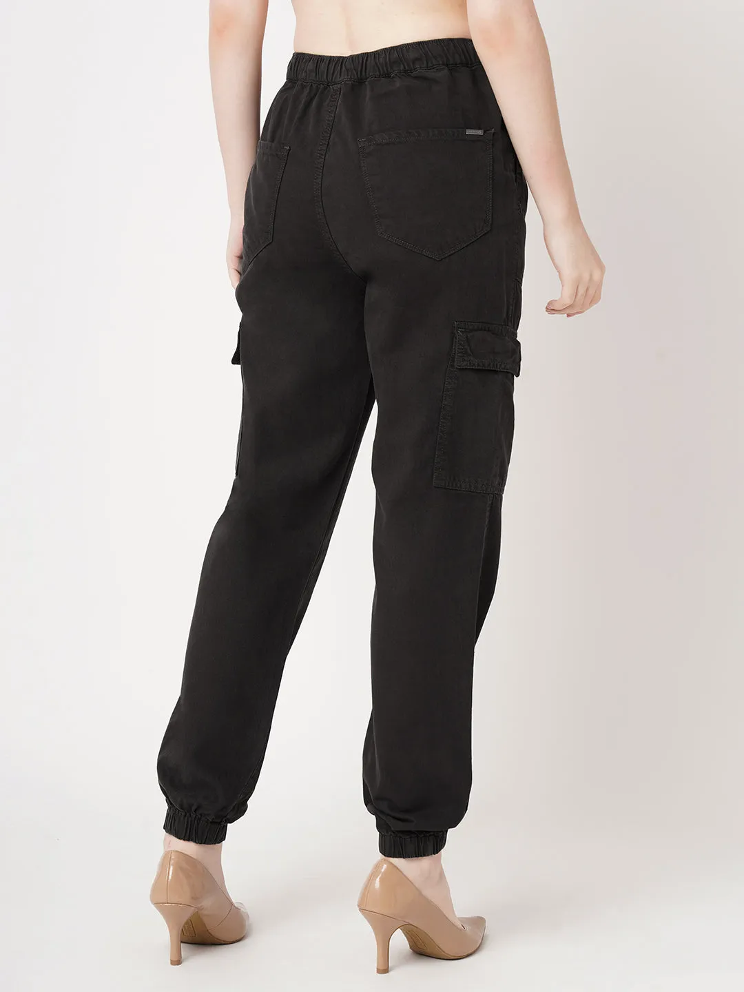 Women Charcoal High-Rise Cargo