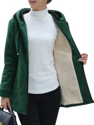 Zipper Long Sleeve  Hooded Thick Coats